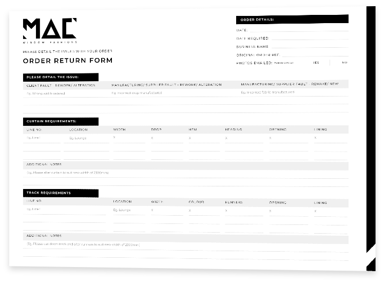 MAC Windows Return Form